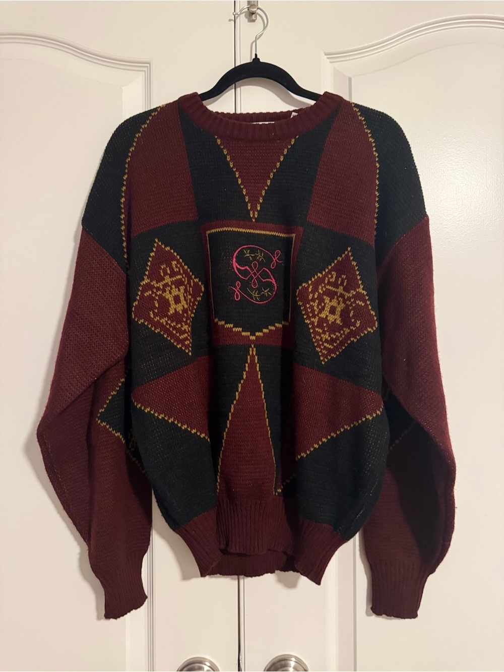 Worthington Burgundy and Black Striped Knit Label Sweater